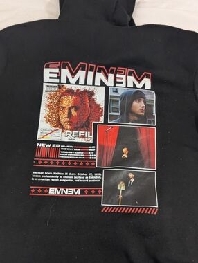 Eminem Graphic Black Hoodie with Red & White Print